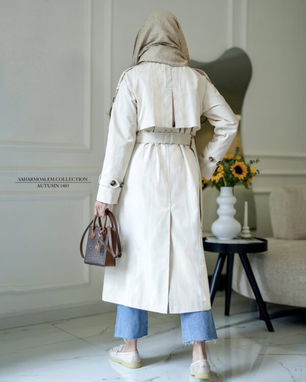 کرم بلند trench coat (اتمام موجودی) - Image 3