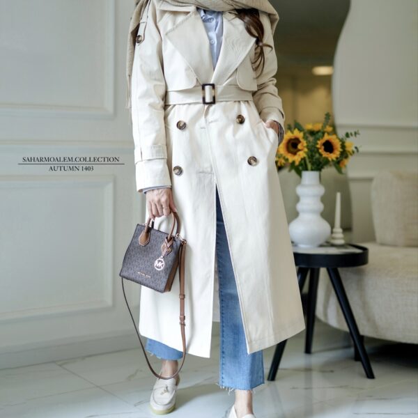 کرم بلند trench coat (اتمام موجودی)