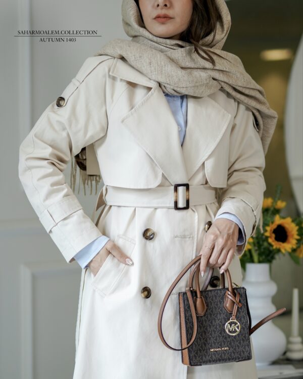 کرم بلند trench coat (اتمام موجودی) - Image 4