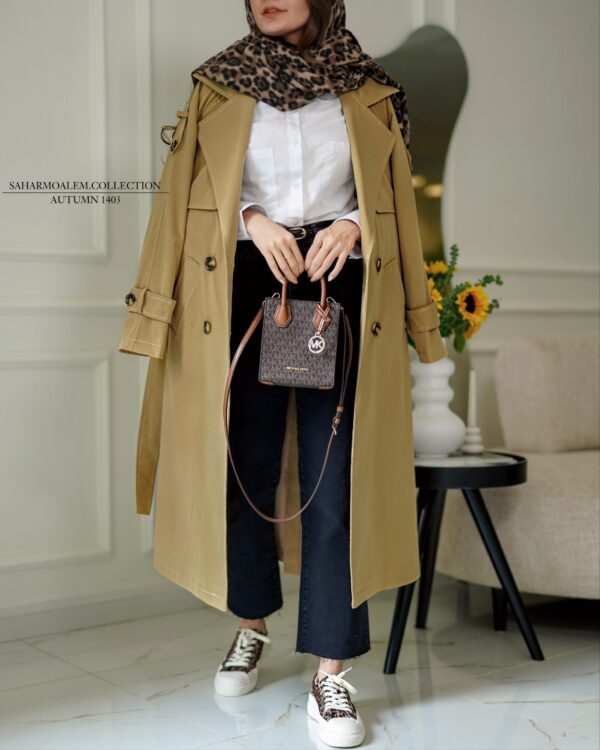 نسکافه ای بلند trench coat (اتمام موجودی) - Image 2