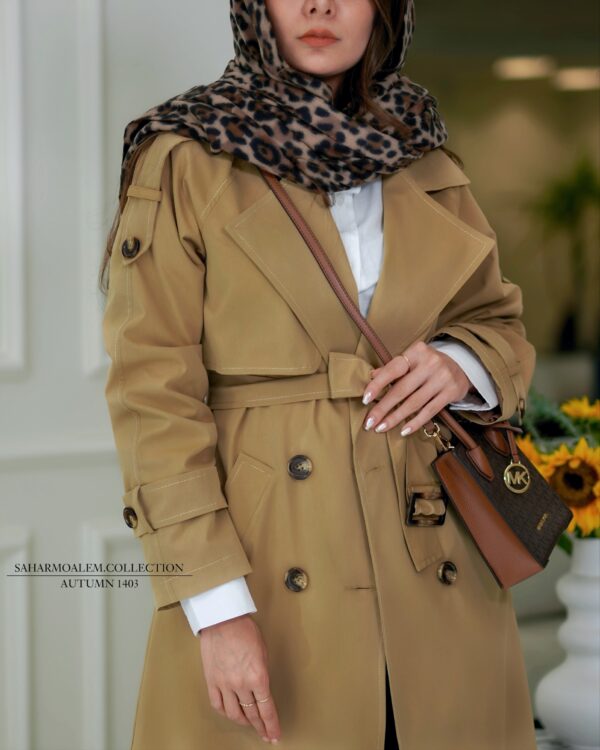 نسکافه ای بلند trench coat (اتمام موجودی) - Image 5