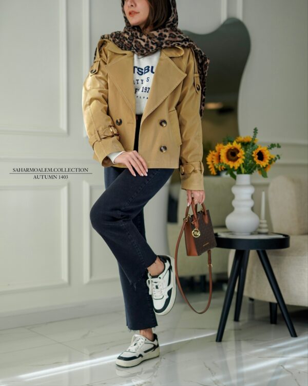 نسکافه ای کوتاه trench coat - Image 2