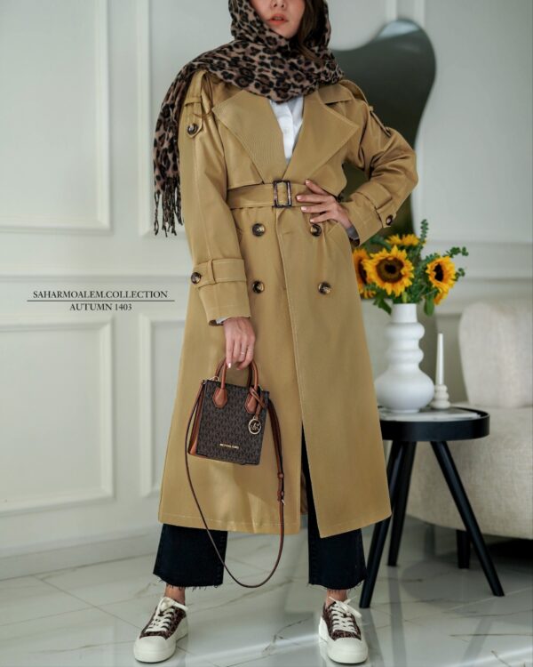 نسکافه ای بلند trench coat (اتمام موجودی) - Image 3