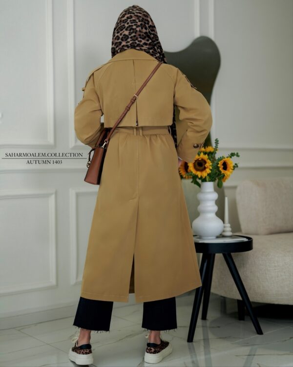 نسکافه ای بلند trench coat (اتمام موجودی) - Image 4