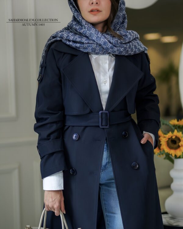 سرمه ای بلند trench coat (اتمام موجودی) - Image 3