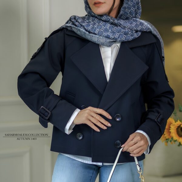 سرمه ای کوتاه trench coat (اتمام موجودی)
