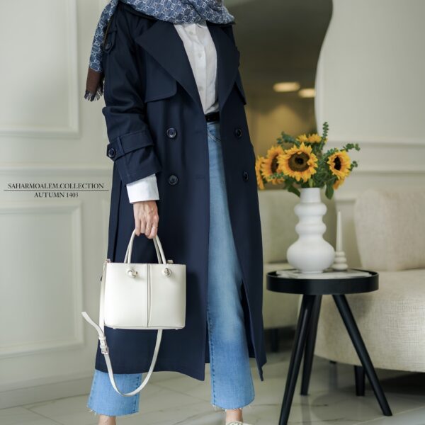 سرمه ای بلند trench coat (اتمام موجودی)