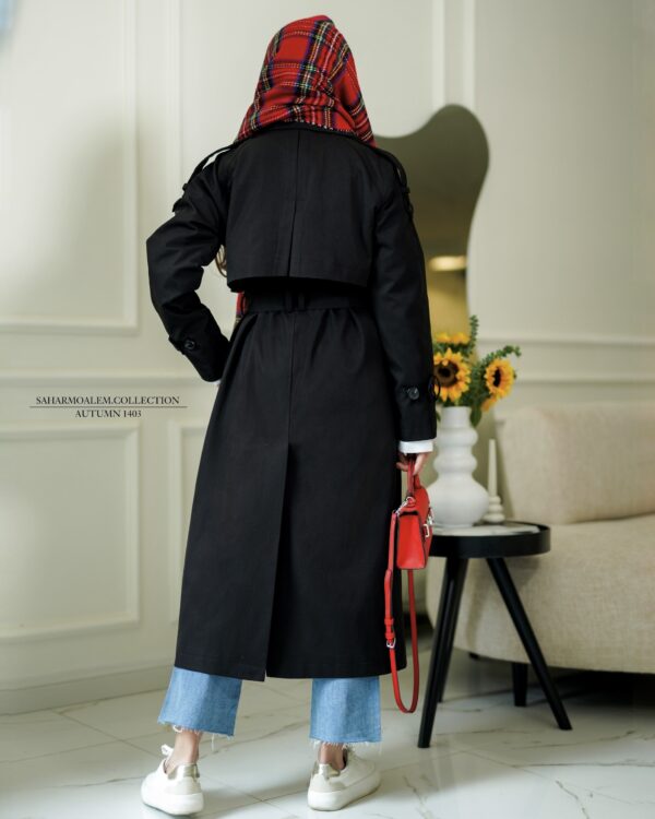 مشکی بلند trench coat (اتمام موجودی) - Image 3