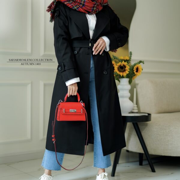 مشکی بلند trench coat (اتمام موجودی)
